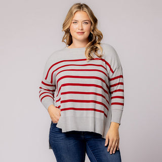 Wear Your Heart on Your Sleeve Sweater in Red Hot Stripes