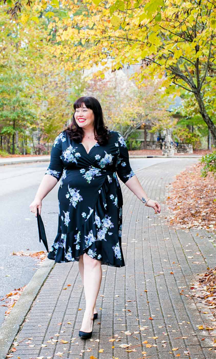 Flirty Plus Size Wrap Dress | Flounce Wrap Dress | Kiyonna