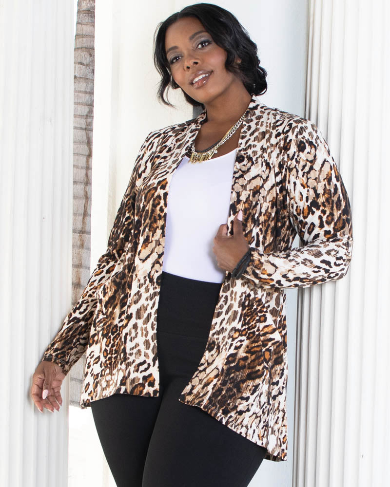 Leopard Print Plus Size Cardigan