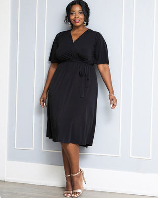 Melody Faux Wrap Dress  in Black