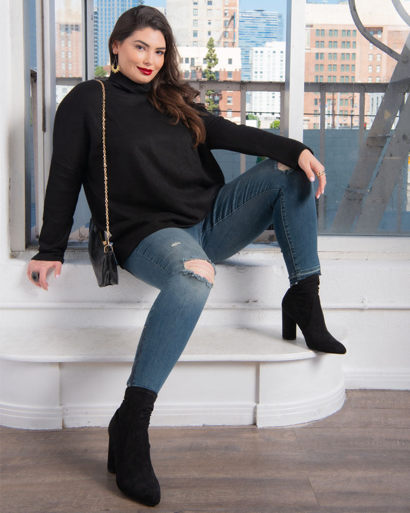 Neck Sweater Long Sweater With Leggings Tunic Length Sweaters