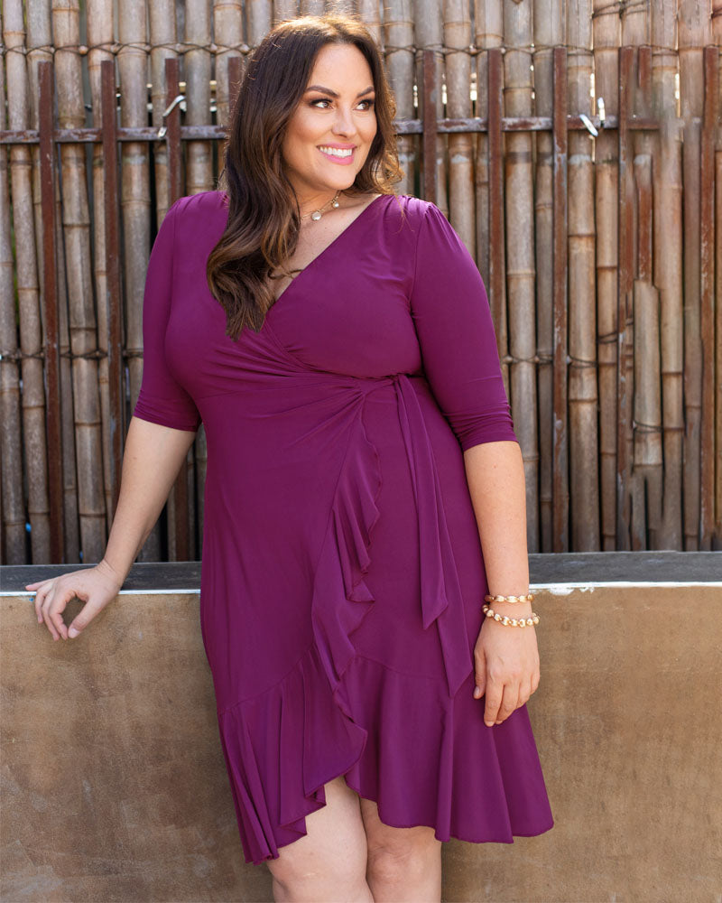 Whimsy Wrap Dress | Plus Size Midi Wrap Dress – Kiyonna