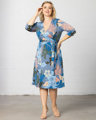 Essential Wrap Dress  in Blue Botanicals