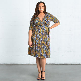 Essential Wrap Dress  in Golden Geometric Print