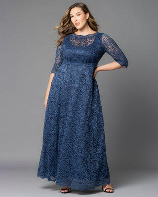 Leona Lace Gown in Nouveau Navy