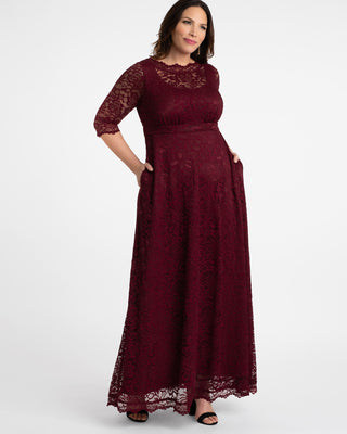 Leona Lace Gown in Red/Burgundy