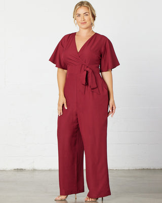 Charisma Crepe Jumpsuit  in Burgundy