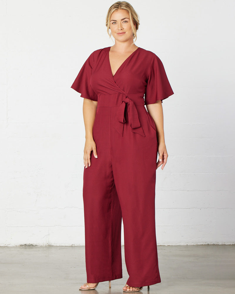 Red deals crepe jumpsuit