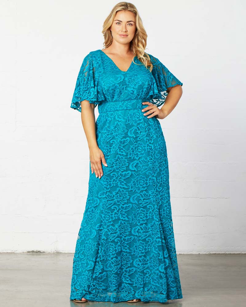 plus size lace maxi dress Kiyonna Plus Size Duchess Lace Evening Gown