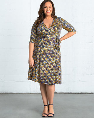 Essential Wrap Dress  in Golden Geometric Print