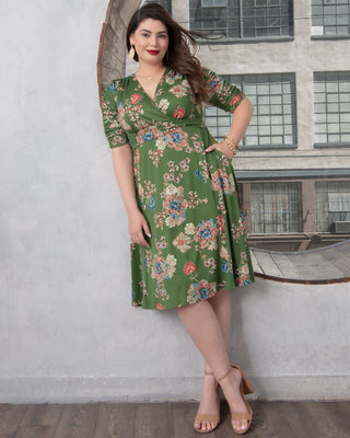 Gabriella Dress  in Olive Floral Print
