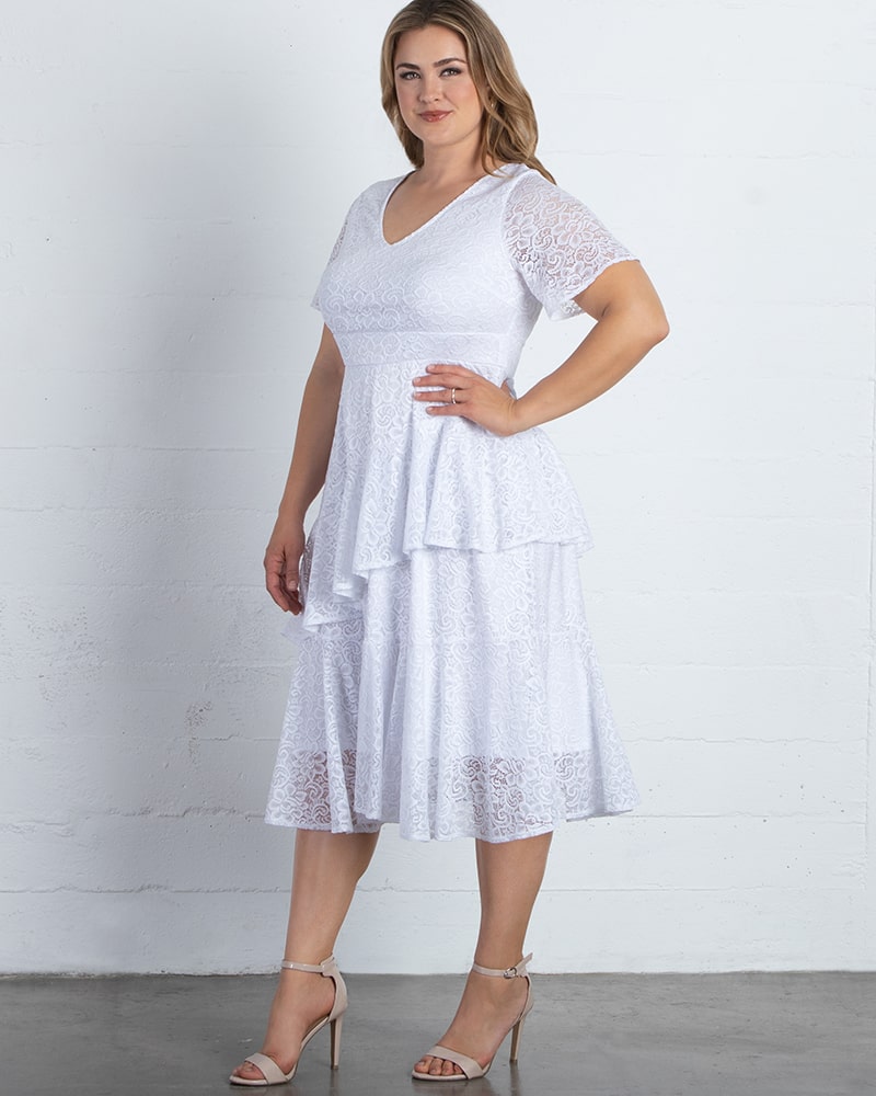 PinkBlush White Lace Mesh Overlay Plus Maxi Dress