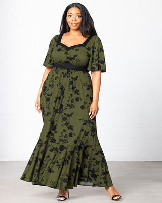 Icon Maxi Dress  in Olive Floral Impressions