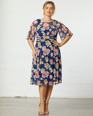 Katarina Mesh Dress  in Brushed Florals