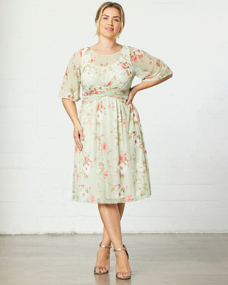 Katarina Mesh Dress  in Sage Floral Print