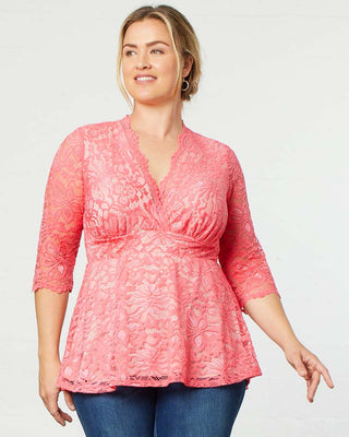 Linden Lace Top  in Coral