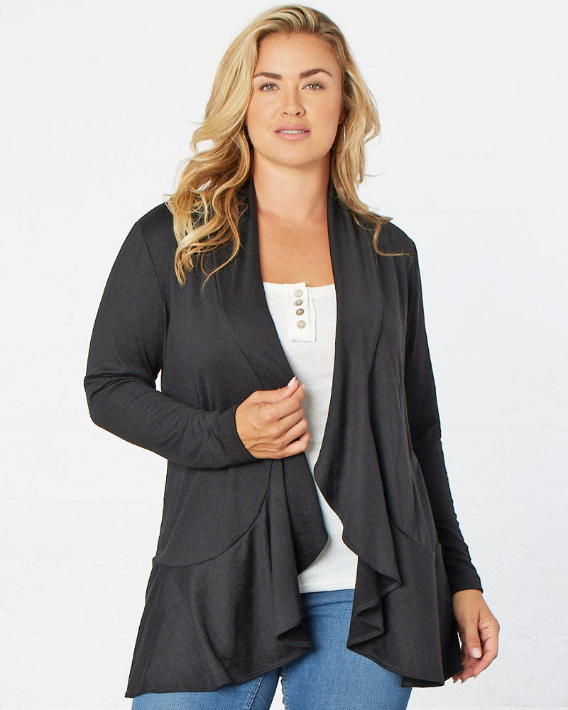 Waterfall Hem Cardigan Plus Size Lightweight Sweater – Kiyonna