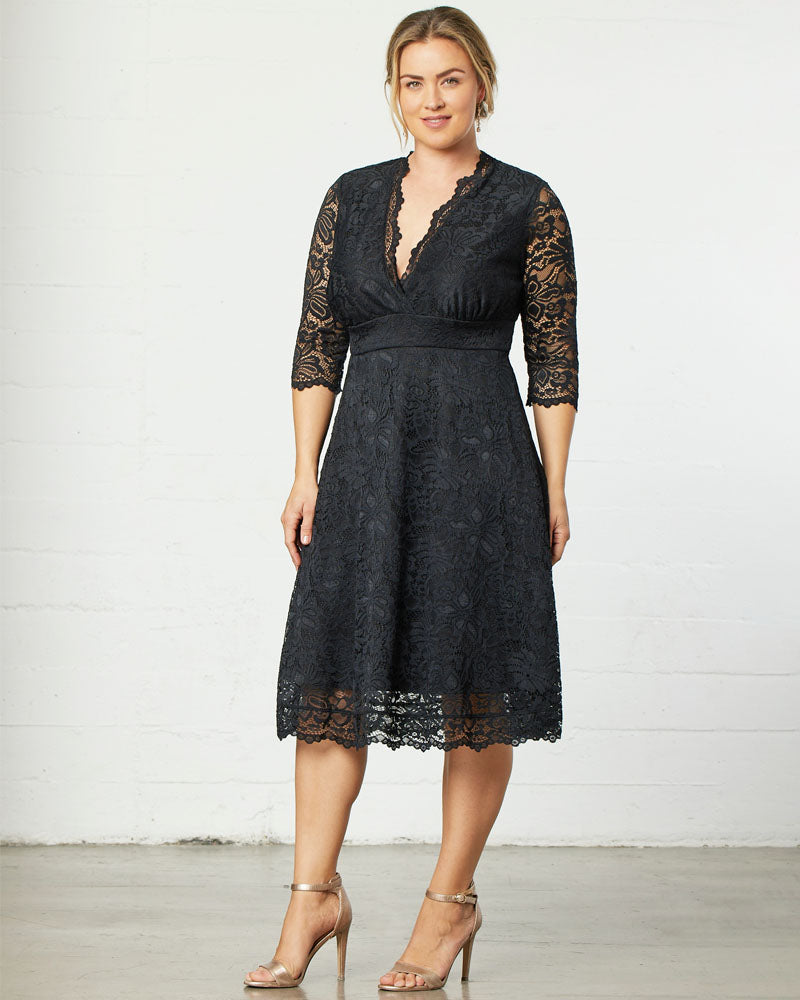 Mademoiselle Lace Cocktail Dress - Plus Onyx / 3X Mademoiselle Lace Cocktail Dress - Plus Onyx / 3X