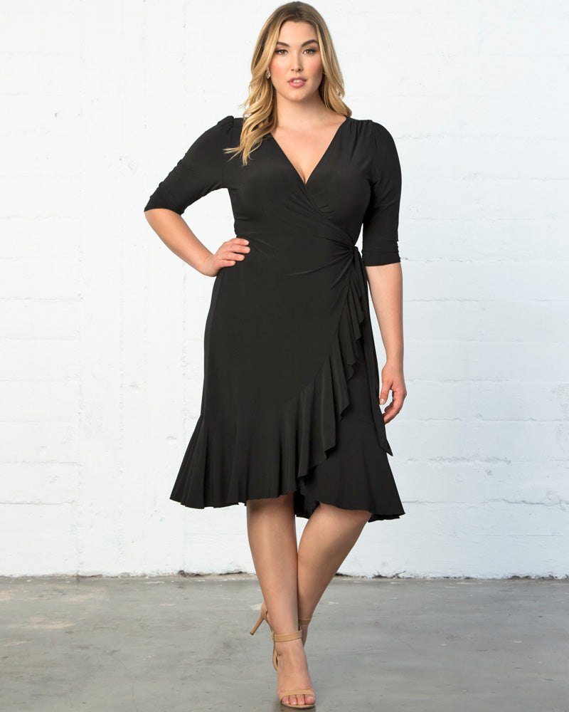 Kiyonna Women's Plus Size Whimsy Wrap Dress - Black Kiyonna Women's Plus Size Whimsy Wrap Dress - Black