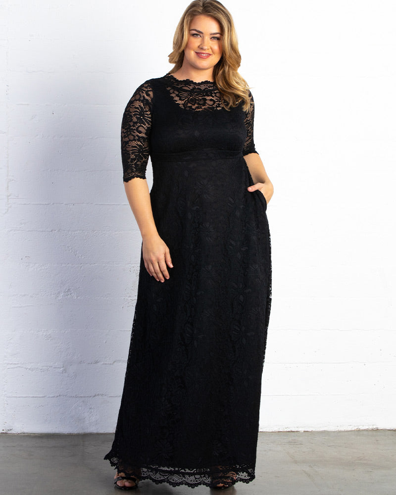 Plus Size Evening Gown | Leona Lace Gown | Kiyonna Clothing Plus Size Evening Gown | Leona Lace Gown | Kiyonna Clothing