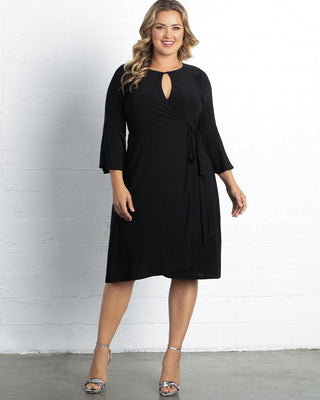 Legacy Keyhole Wrap Dress in Black Noir