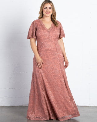 Symphony Lace Evening Gown  in Mauve Rose