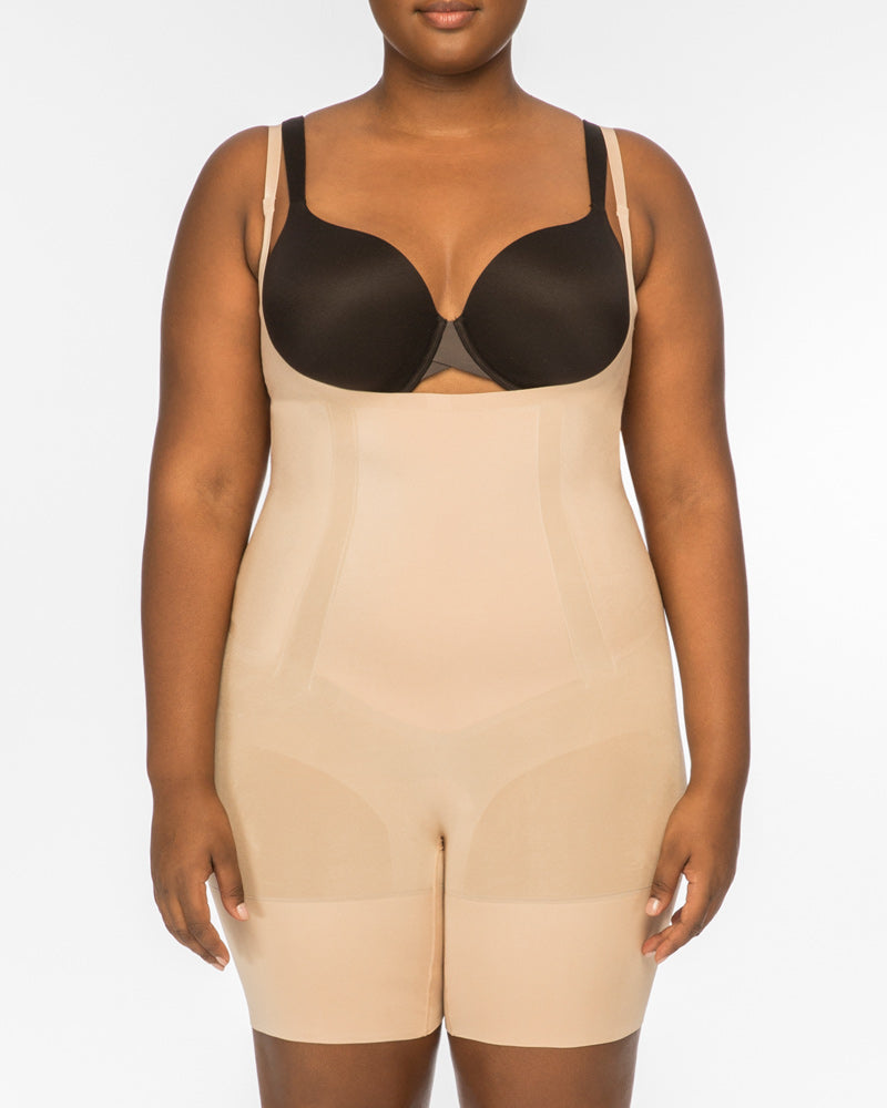 Spanx Open Bust Mid Thigh Bodysuit