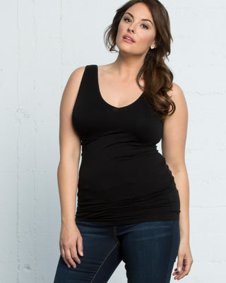 Plus Size V-Neck Tank by Skinnytees in Black