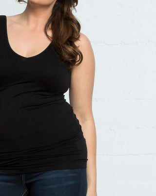 Plus Size V-Neck Tank by Skinnytees in Black