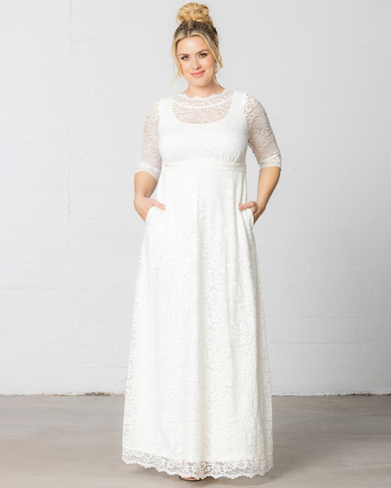 Plus size ivory lace maxi dress clearance