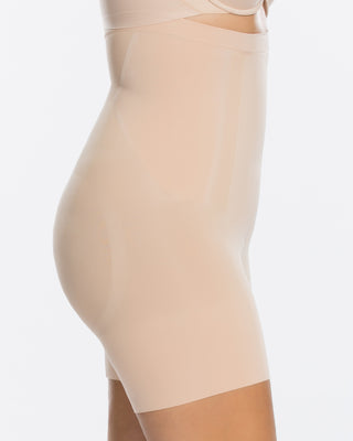 OnCore High-Waisted Mid-Thigh Short by SPANX in Ivory Lace/Nude Lining