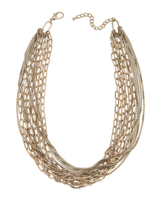 Soren Layered Mixed Media Chain Statement Necklace 