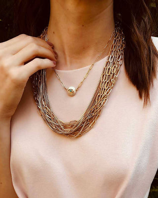 Soren Layered Mixed Media Chain Statement Necklace 