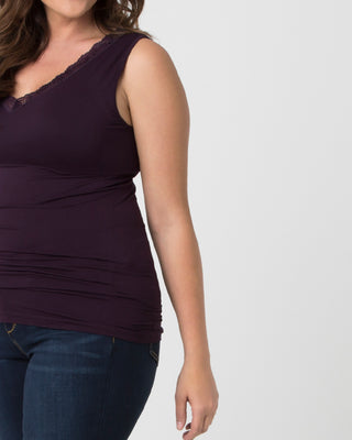 Plus Size Lace Trim Tank by Skinnytees in Majestic Purple