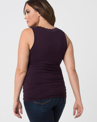 Plus Size Lace Trim Tank by Skinnytees in Majestic Purple