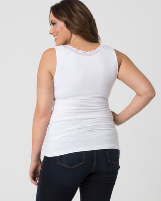 Plus Size Lace Trim Tank by Skinnytees in White