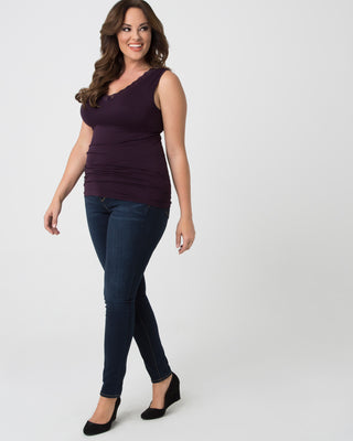 Plus Size Lace Trim Tank by Skinnytees in Majestic Purple